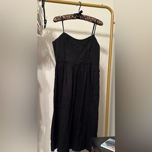 Cynthia Rowley 100% linen black midi dress.